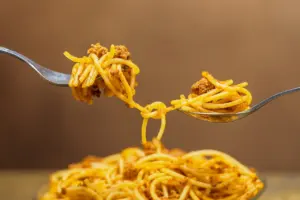 Plate of pasta ready to eat